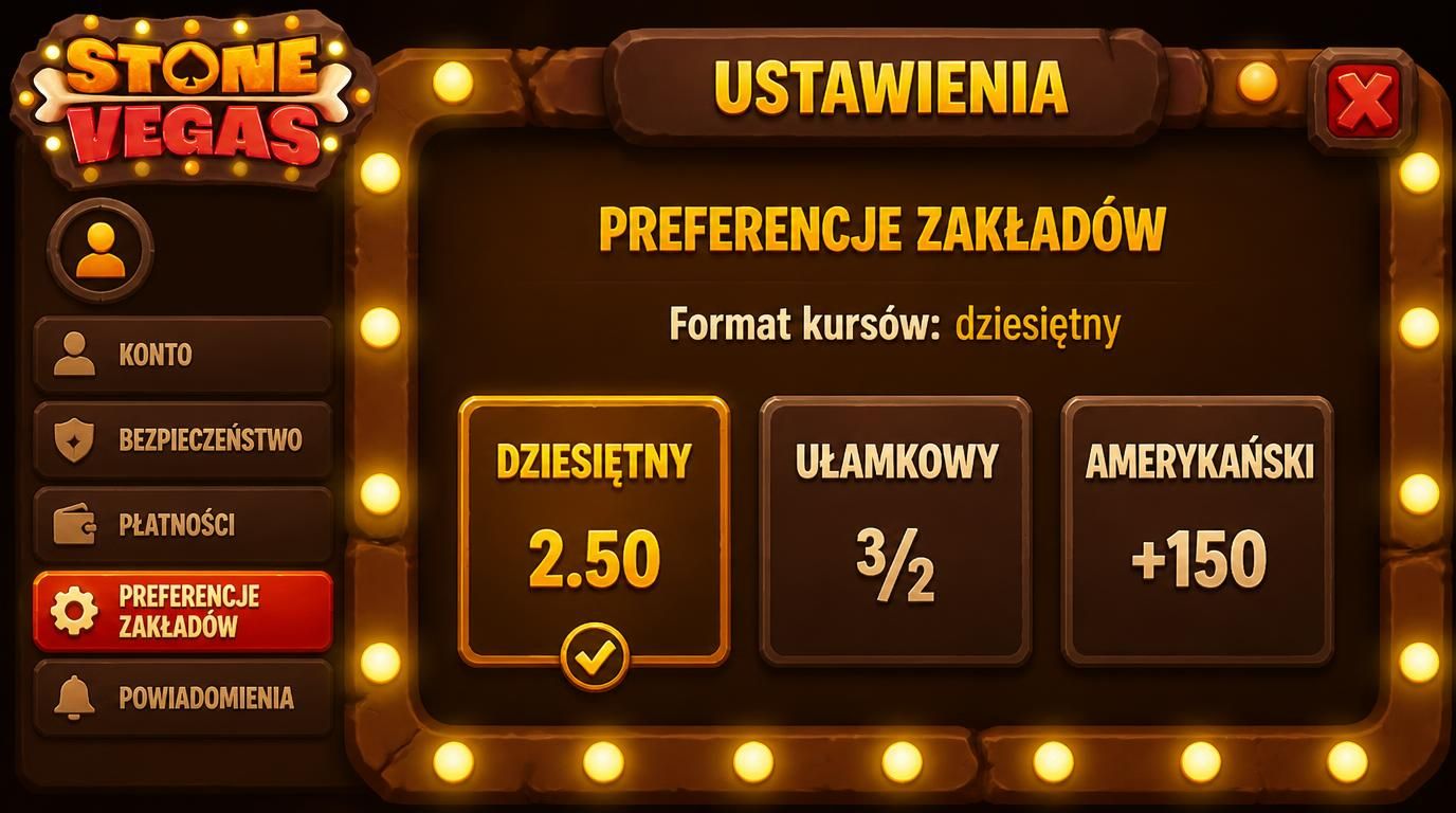 Ekran z ustawieniami kursów, użytkownik wybiera format kursu dziesiętnego