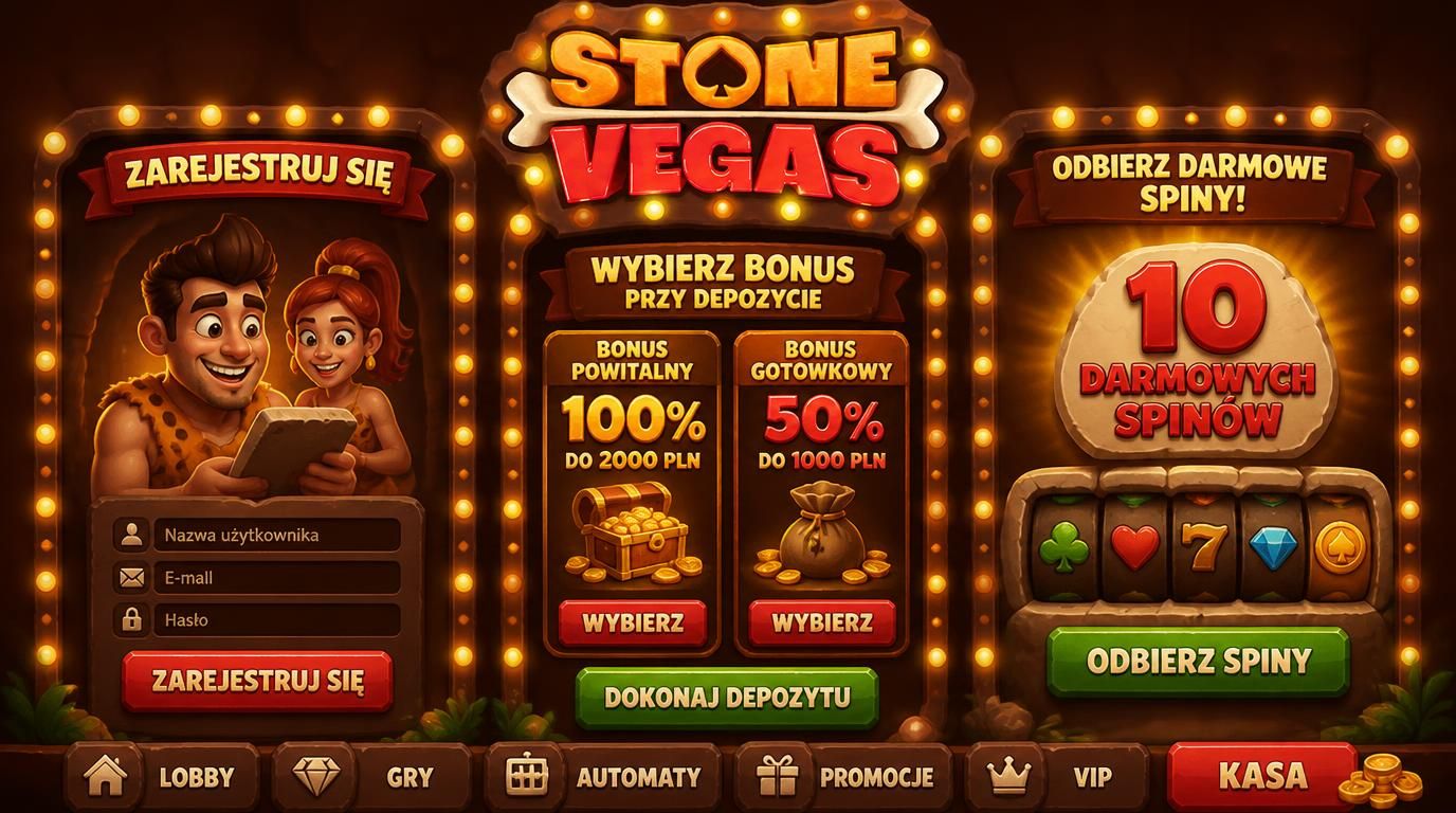 Gracz rejestruje bonus powitalny w Stone Vegas Casino