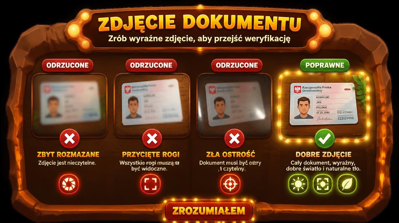 Obraz pokazujący dopełnianie dokumentów do weryfikacji w kasynie